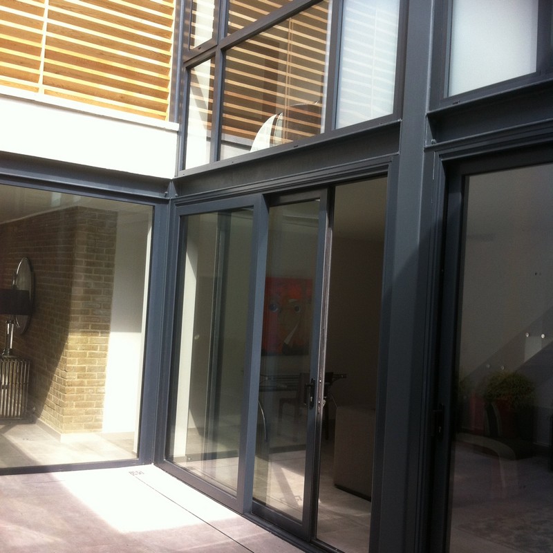 Anthracite aluminium sliding patio doors fitted in Sutton